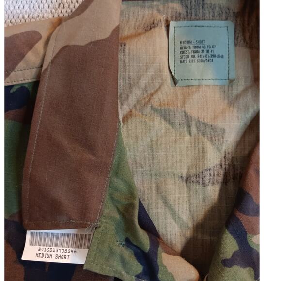 Army Vintage Combat Uniform Jacket Medium-Short Woodland Camo Hot Weather Y2K - Picture 5 of 12